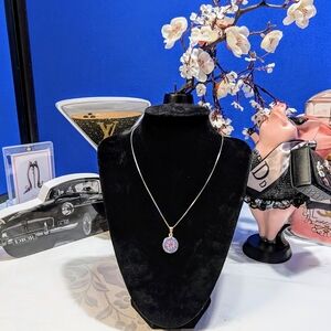 Murano Millefiori Glass/ Sterling Silver Pendant On NWOT 925 Sterling Box Chain